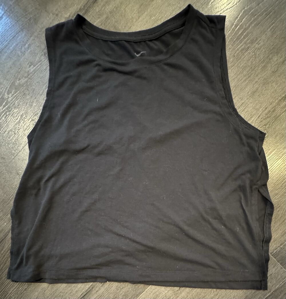 Nike Dri Fit Yoga Tank Top Side Slits Black Womens Small Medium